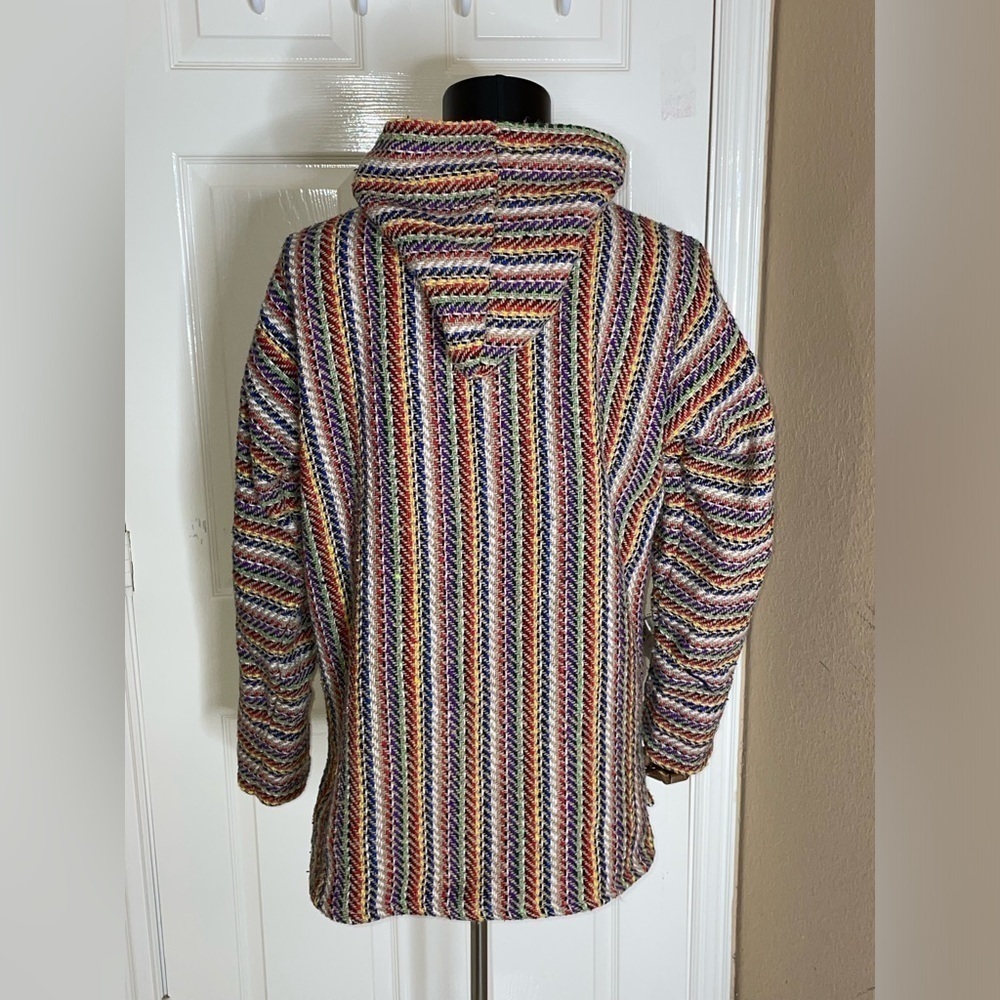Molina Mexican Baja Hoodie Hippie Surf Poncho Sweater Size Medium  Multicolor‍‍‍ - Picture 3 of 11